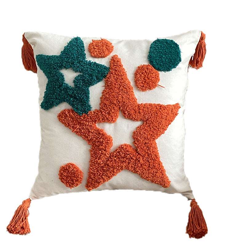 Bohemian tufted cushion texture detail