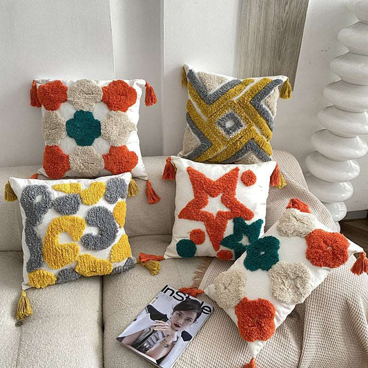 Bohemian tufted cushion in eight available designs