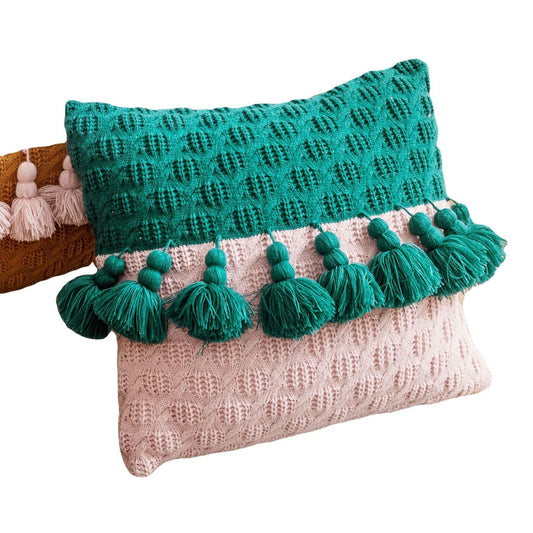 Braided tassel cushion texture detail