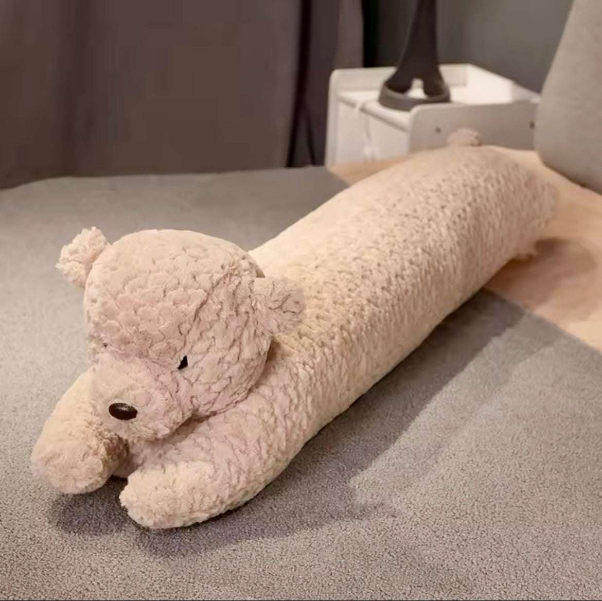 Brown bear long plush body pillow