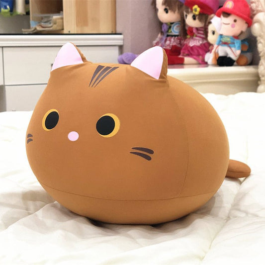 Brown chubby cat plush pillow 32cm