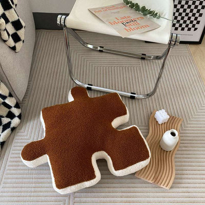 Brown puzzle piece throw pillow 55x55cm
