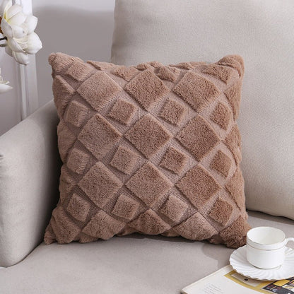 Brown Square Nordic geometric cushion 45x45cm