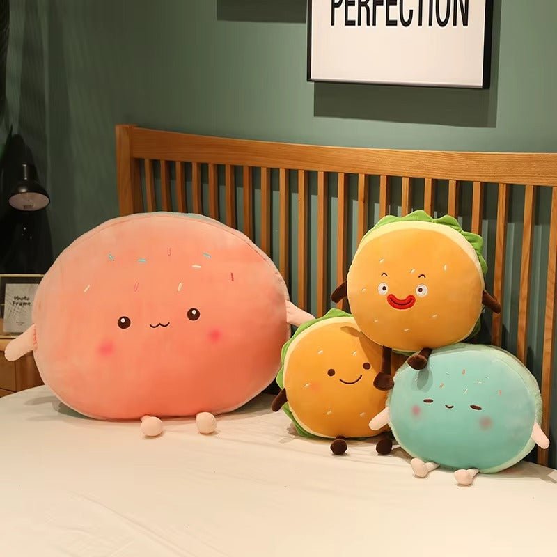 Burger and macaron food plush pillows 70cm