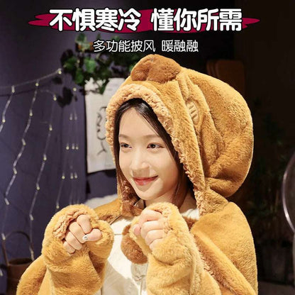Capybara blanket poncho close-up