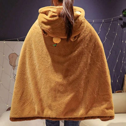 Capybara blanket poncho detail view