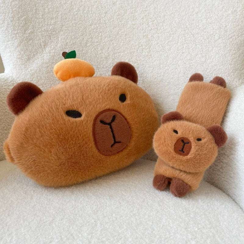 Capybara plush seat belt cover soft car accessory