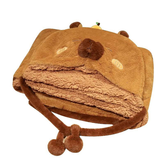 Capybara hooded blanket poncho