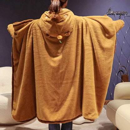 Capybara hooded blanket side view