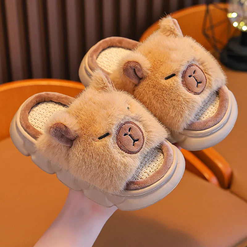 Capybara indoor slippers for kids and teens