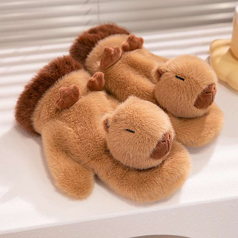 Capybara plush gloves detail