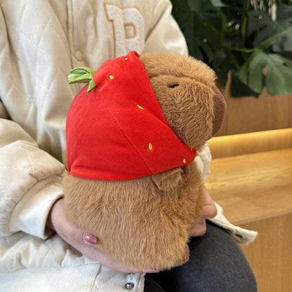 Capybara plush toy with a fun costume inspired look