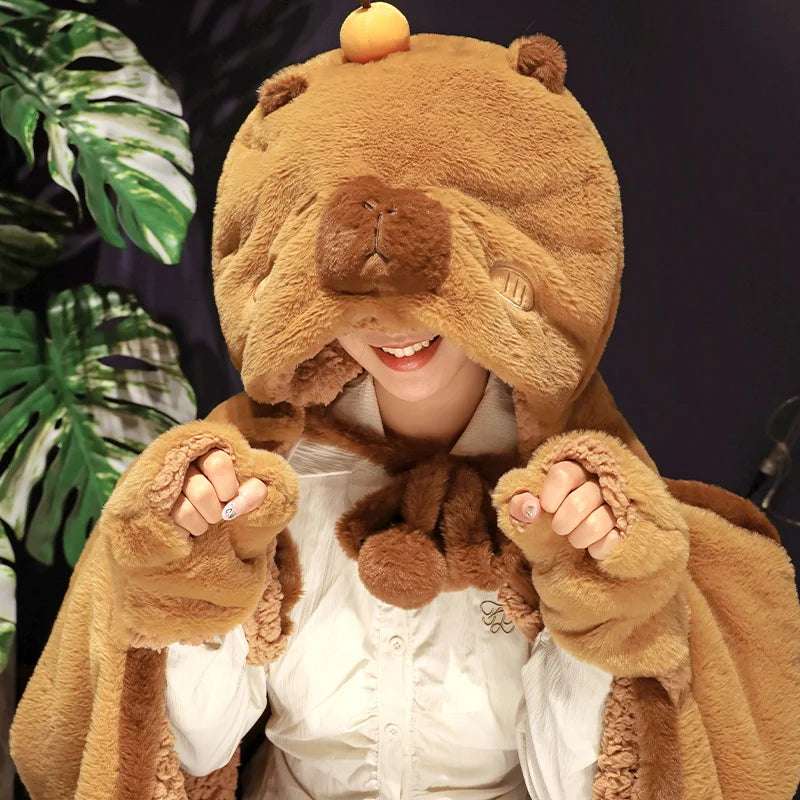 Capybara wearable blanket for lounging