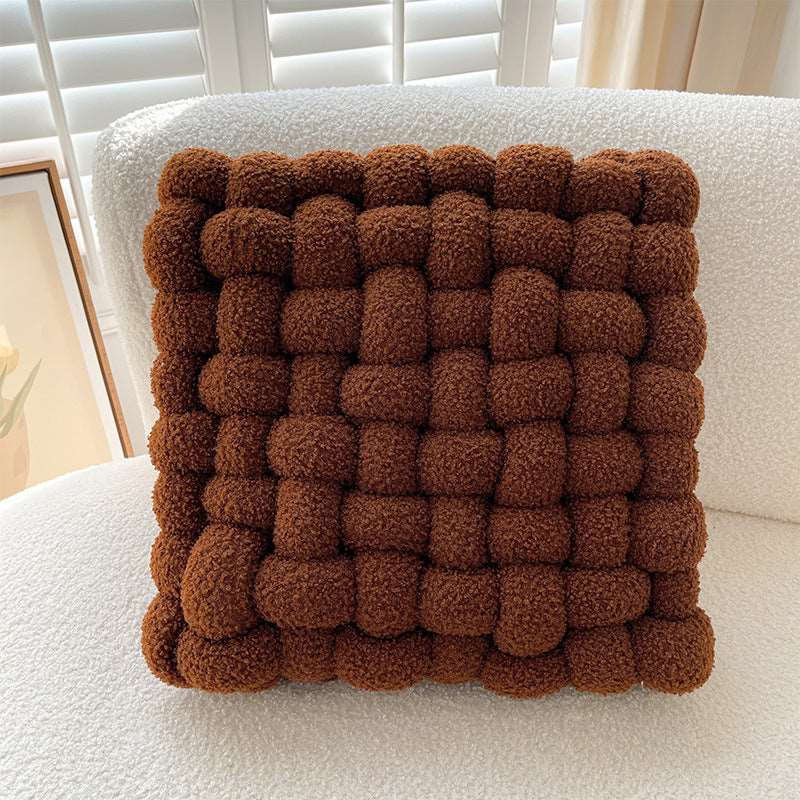 Caramel square knot cushion