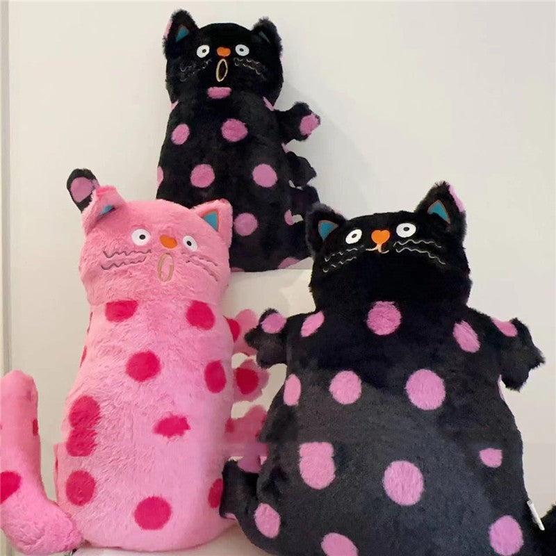 triple black and pink cat pillows