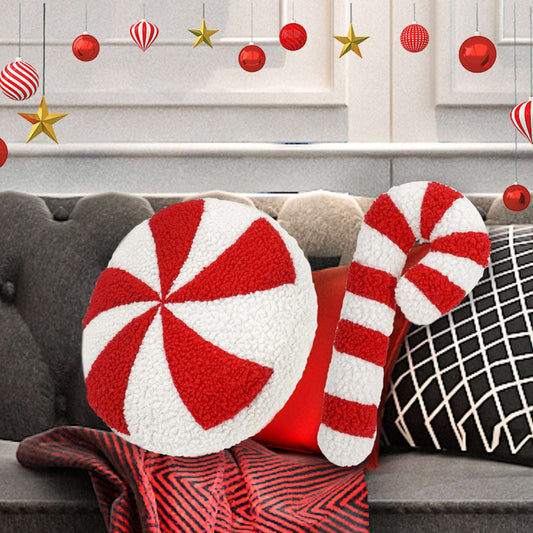 Christmas candy cane and round candy cushion collection