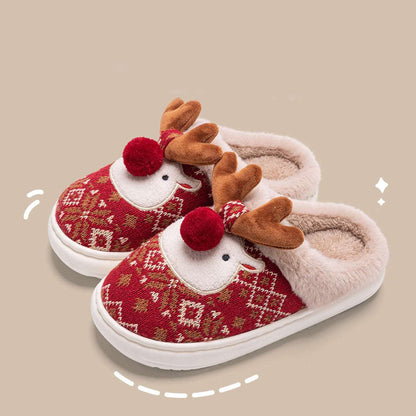 Plush Christmas Elk Slippers