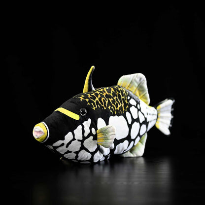 Clown triggerfish plush toy shown from the side