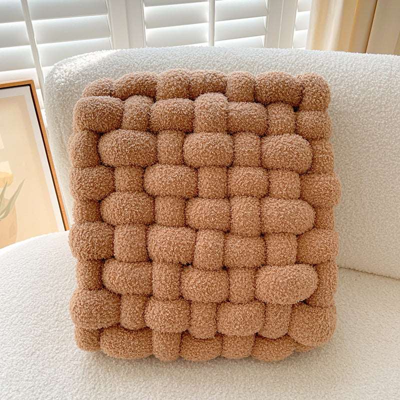 Coffee square knot cushion