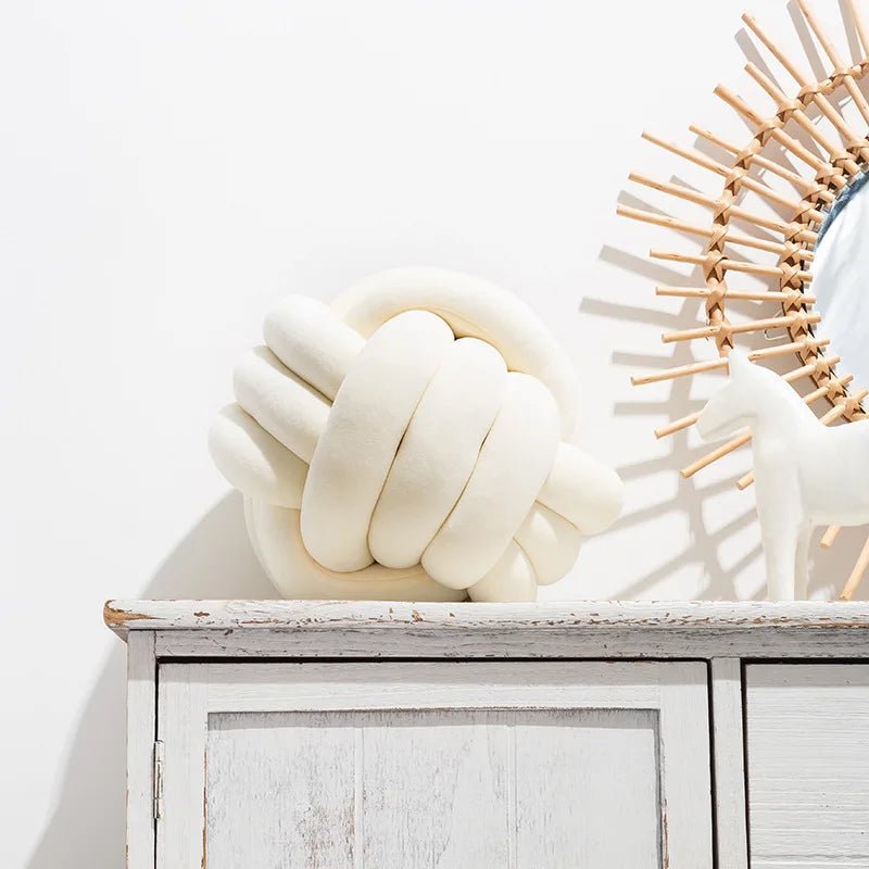 Cream White knot cushion