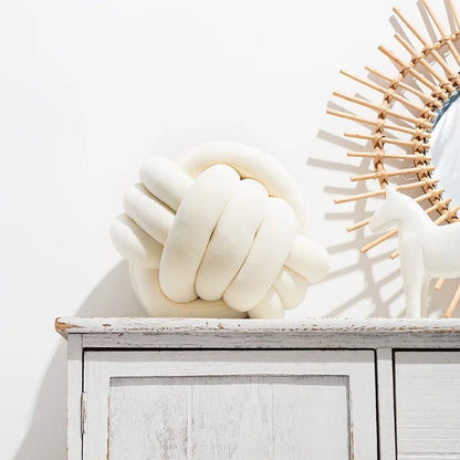 Cream White knot cushion