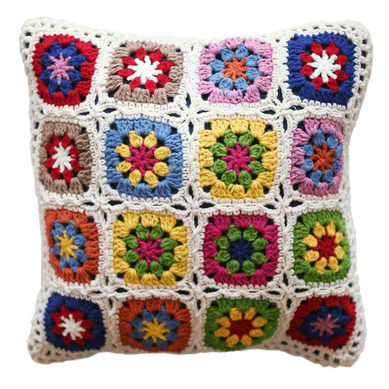 Crochet floral cushion in 38cm and 45cm sizes