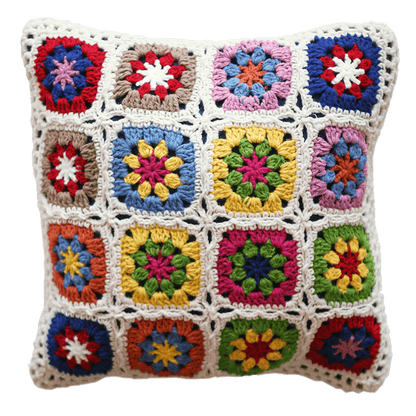 Crochet floral cushion in 38cm and 45cm sizes