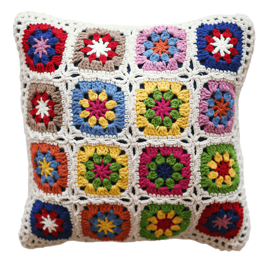 Crochet floral cushion in 38cm and 45cm sizes
