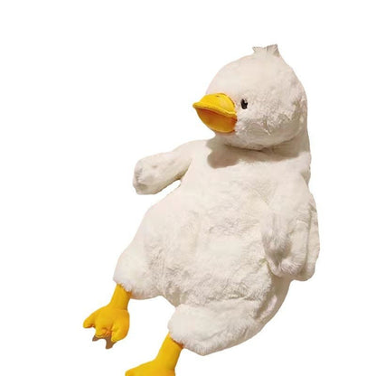 Cuddly white duck plushie with orange beak and feet