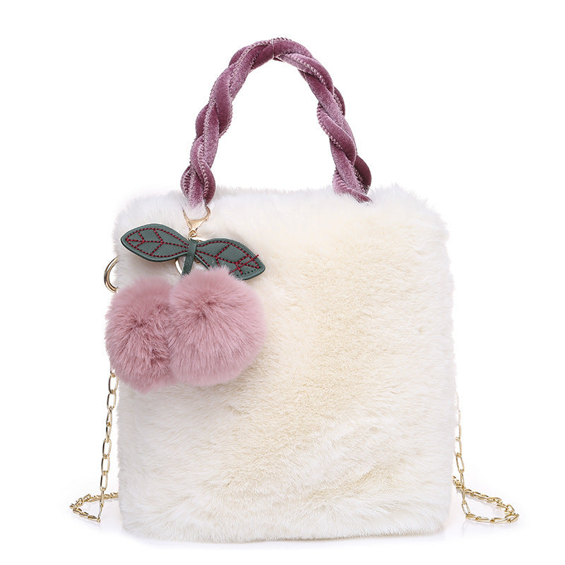 Cherry Pom Pom Plush Bag