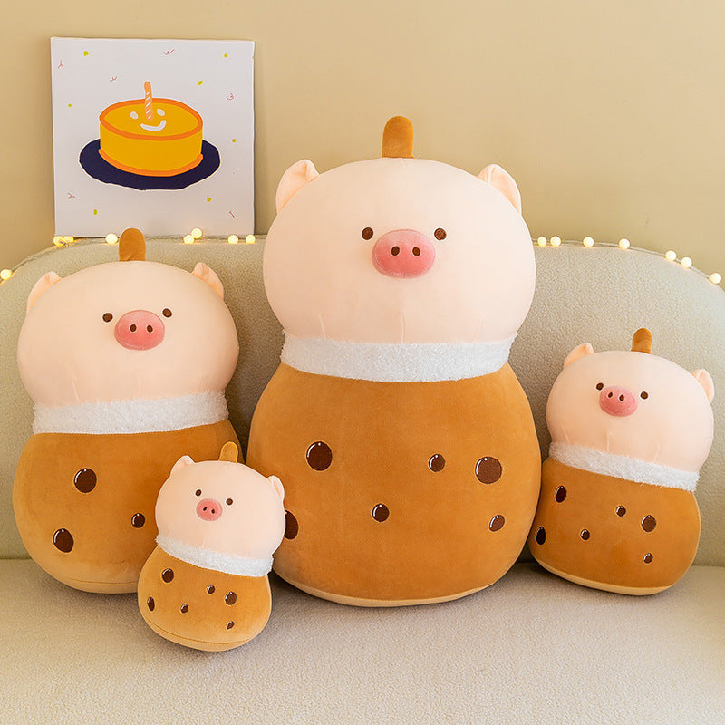 Boba Tea Pig Plush Toy