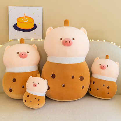 Boba Tea Pig Plush Toy