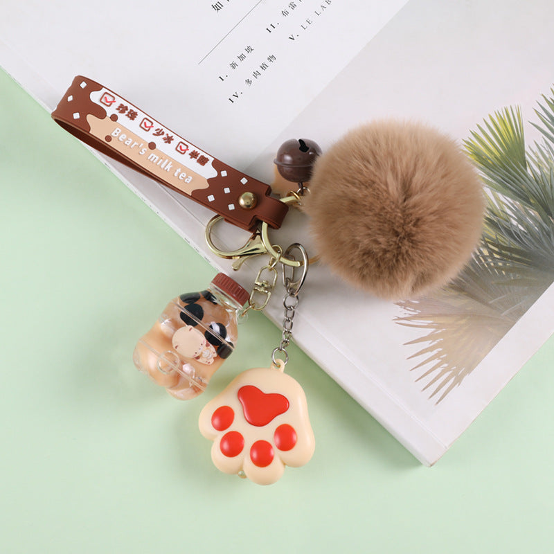 fluffy pom pom keyring