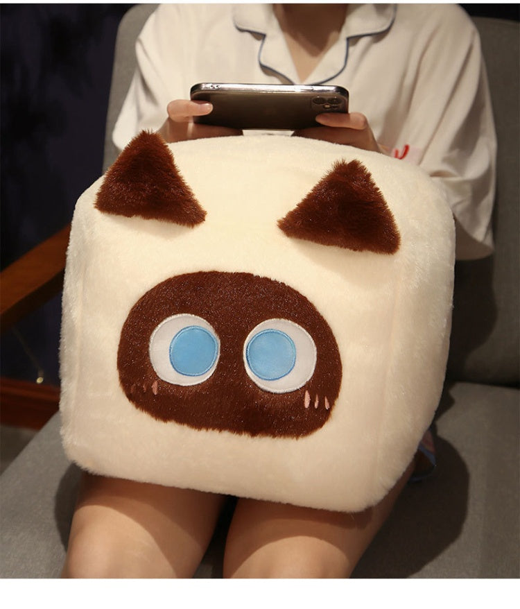 square cat plush pillow