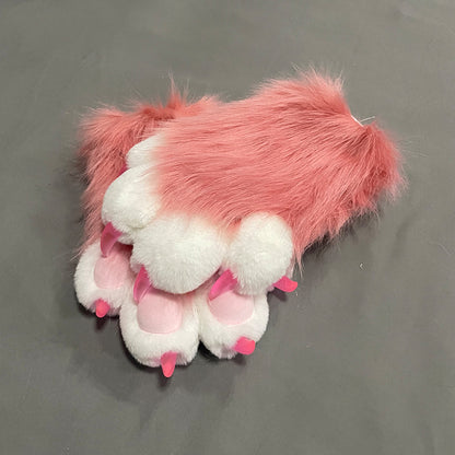 Furry Cat Plush Paw Gloves