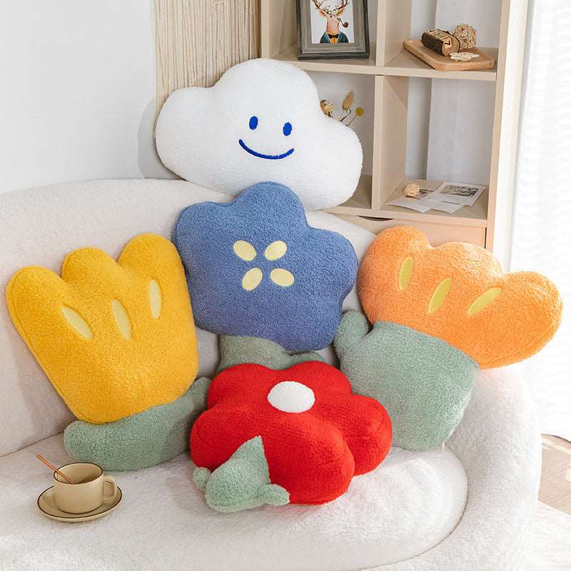 Floral and cloud plush cushion 45cm in available designs