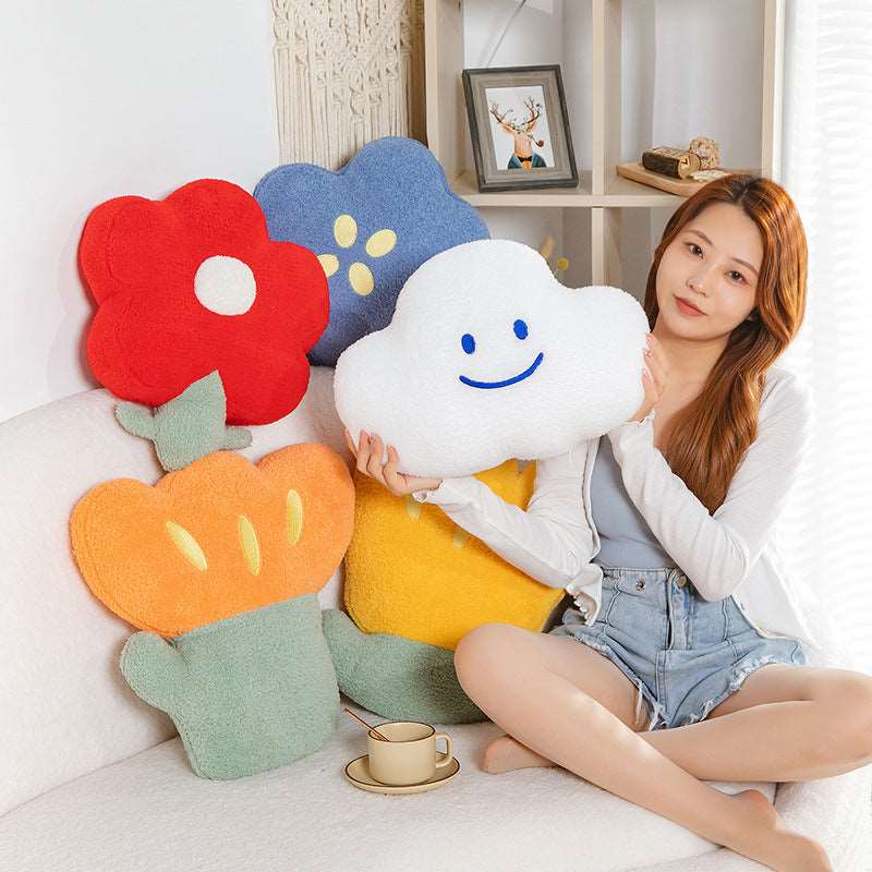 Flower plush cushion for sofa or chair decor