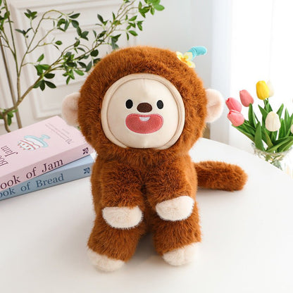 Fluffy brown monkey plush toy