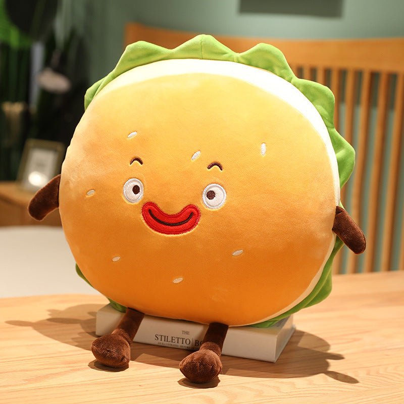 Funny burger plush hand warmer 35cm