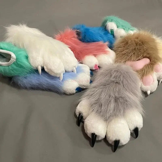 Furry cat paw gloves