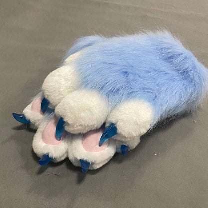 Furry cat paw gloves palm view