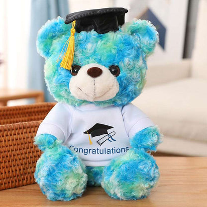 Graduation teddy bear with cap in an available colour style