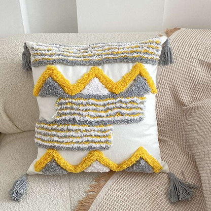 Grey Bridge bohemian tufted cushion