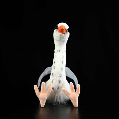 Grey Heron plush toy shown from the side
