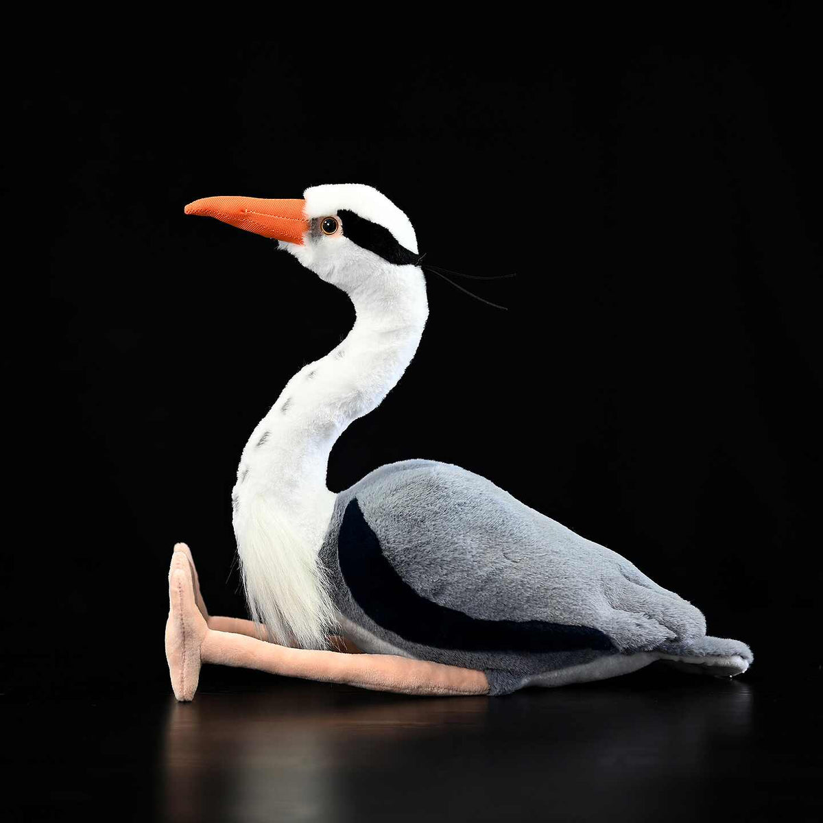 Grey Heron plush toy with realistic bird markings