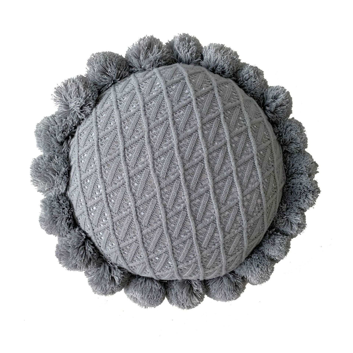 Grey round knitted ball cushion 50cm