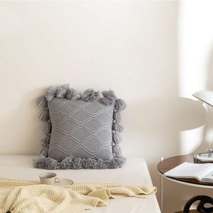 Grey tassel throw pillow 45x45cm