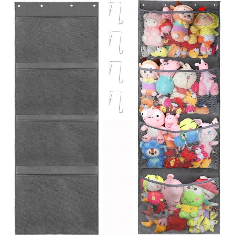 Grid hanging plush toy storage bag