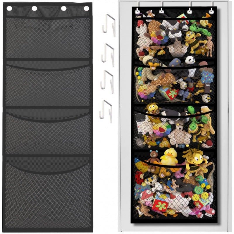Hanging plush toy storage organiser