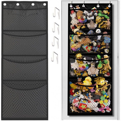 Hanging plush toy storage organiser